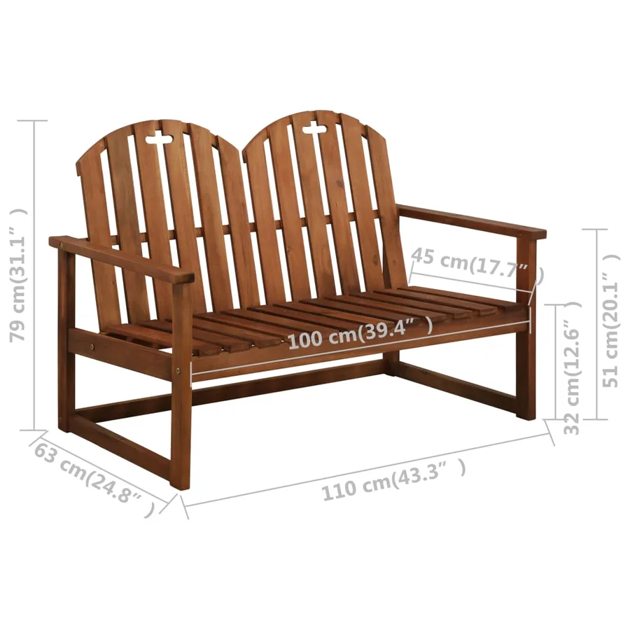 Salon de jardin 4 pcs bois d'acacia solide - 12