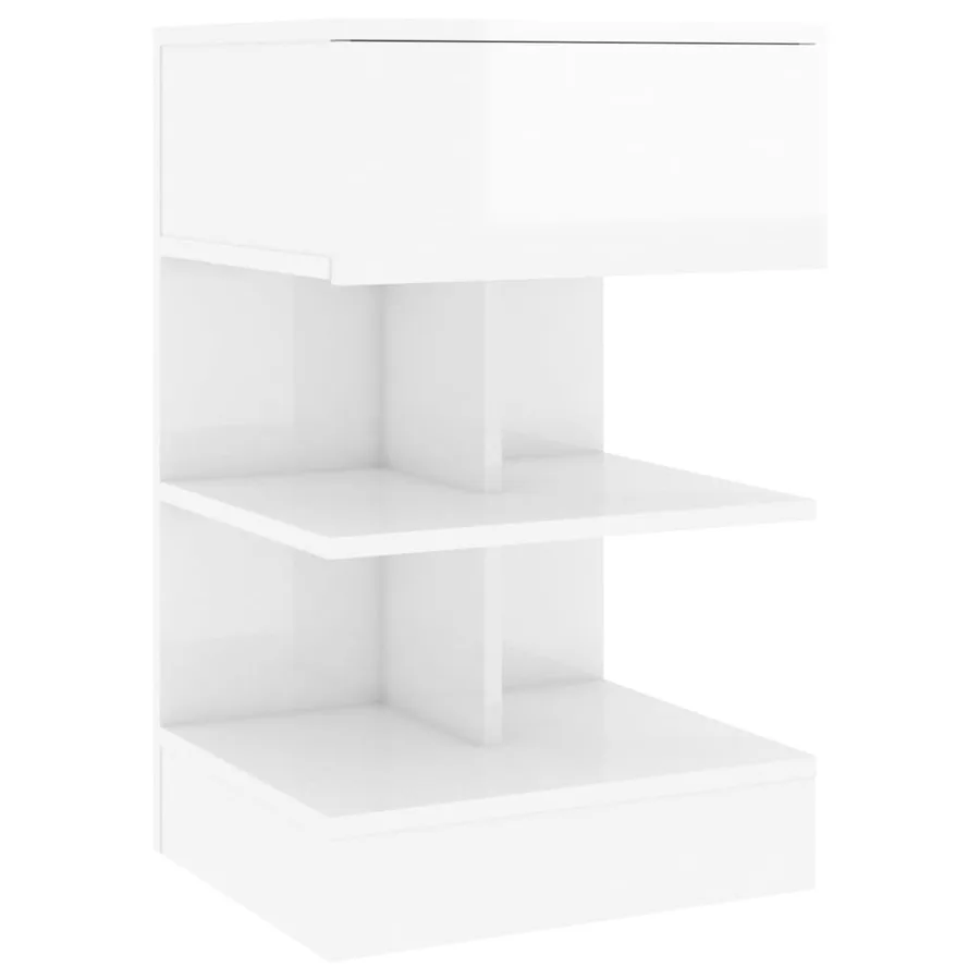 Tables de chevet 2 pcs Blanc brillant 40x35x65 cm - 5