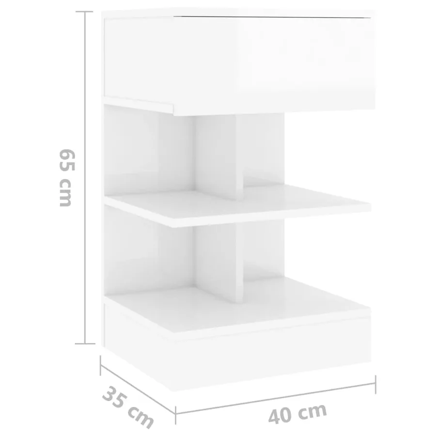 Tables de chevet 2 pcs Blanc brillant 40x35x65 cm - 8