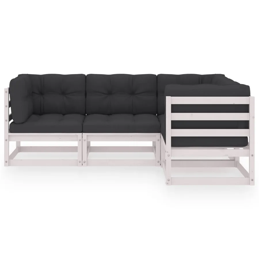 Salon de jardin 4 pcs avec coussins Bois de pin massif - 3