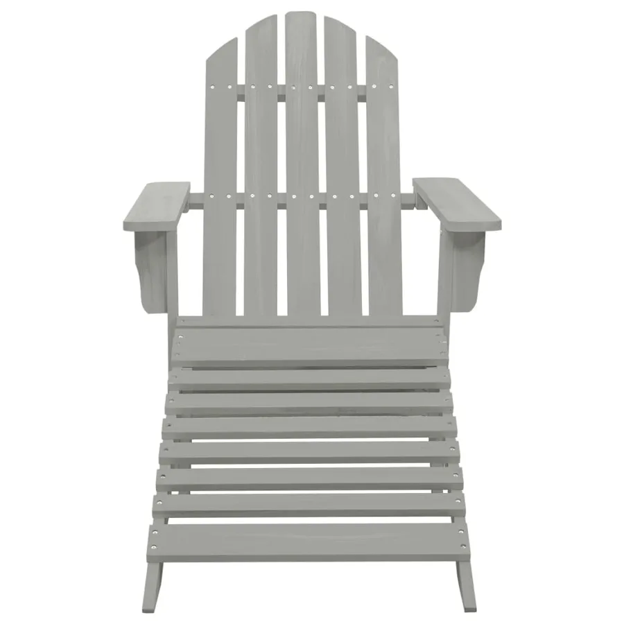 Chaise de jardin avec pouf Bois Gris - 2
