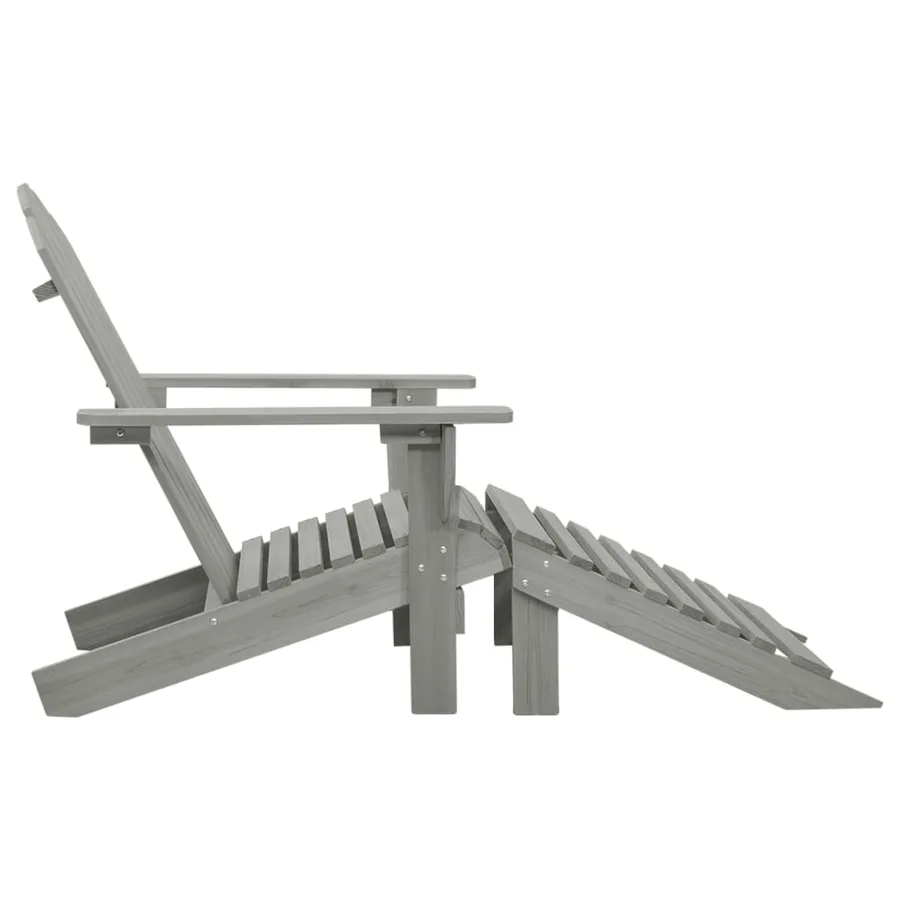 Chaise de jardin avec pouf Bois Gris - 3