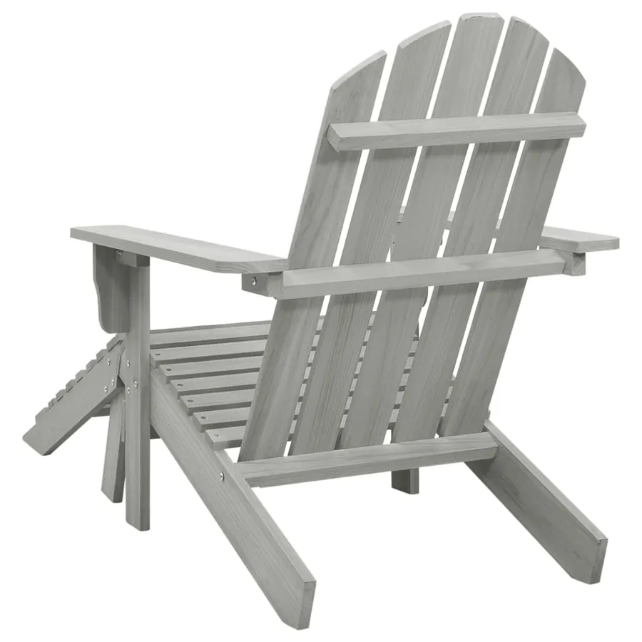 Chaise de jardin avec pouf Bois Gris - 4