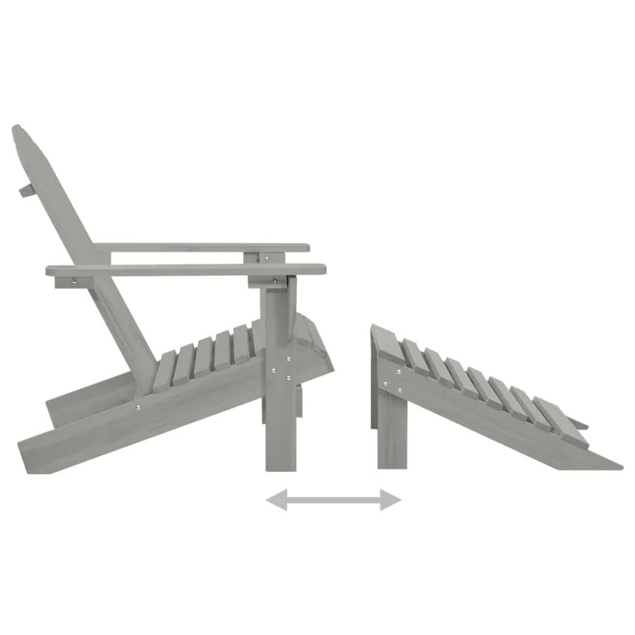 Chaise de jardin avec pouf Bois Gris - 7