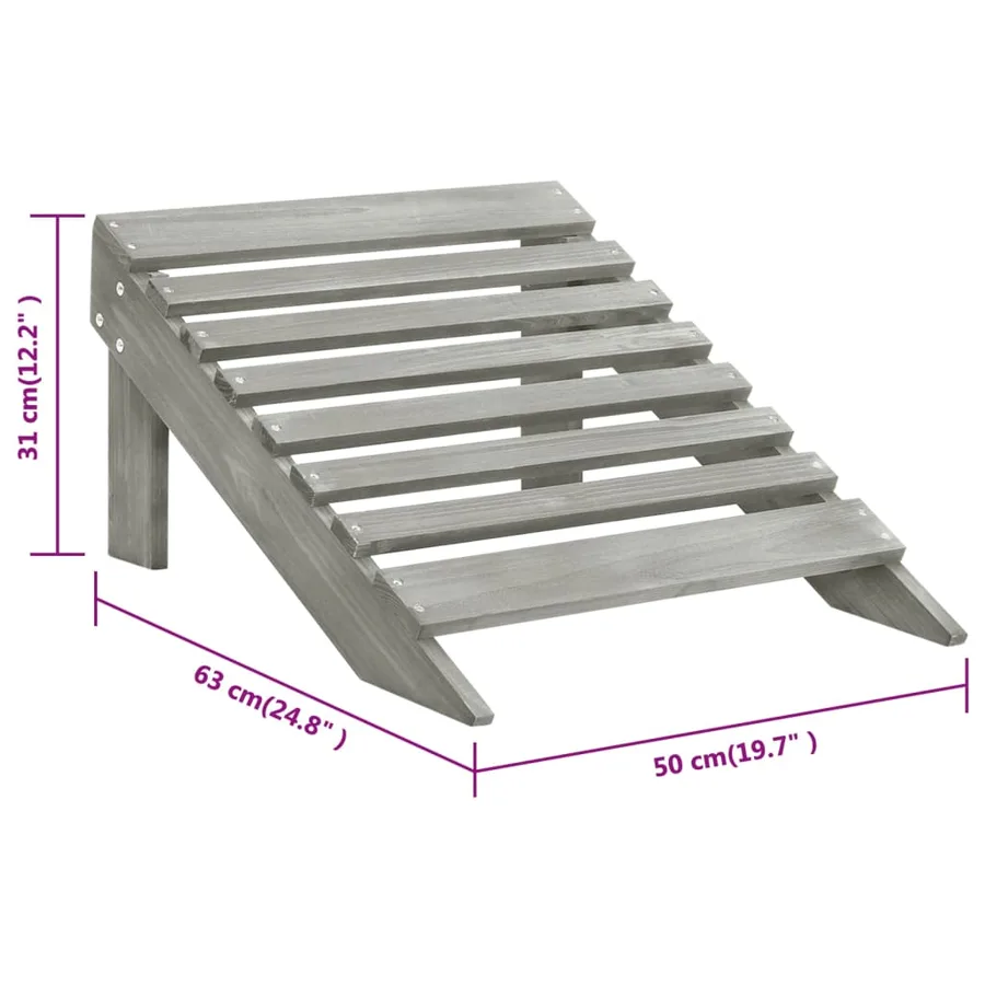 Chaise de jardin avec pouf Bois Gris - 9