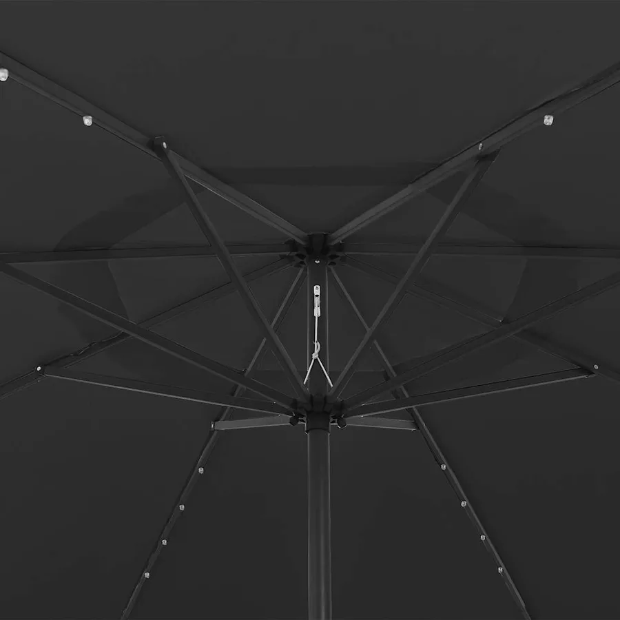 Parasol de jardin avec lumières LED et mât en métal 400 cm noir - 4