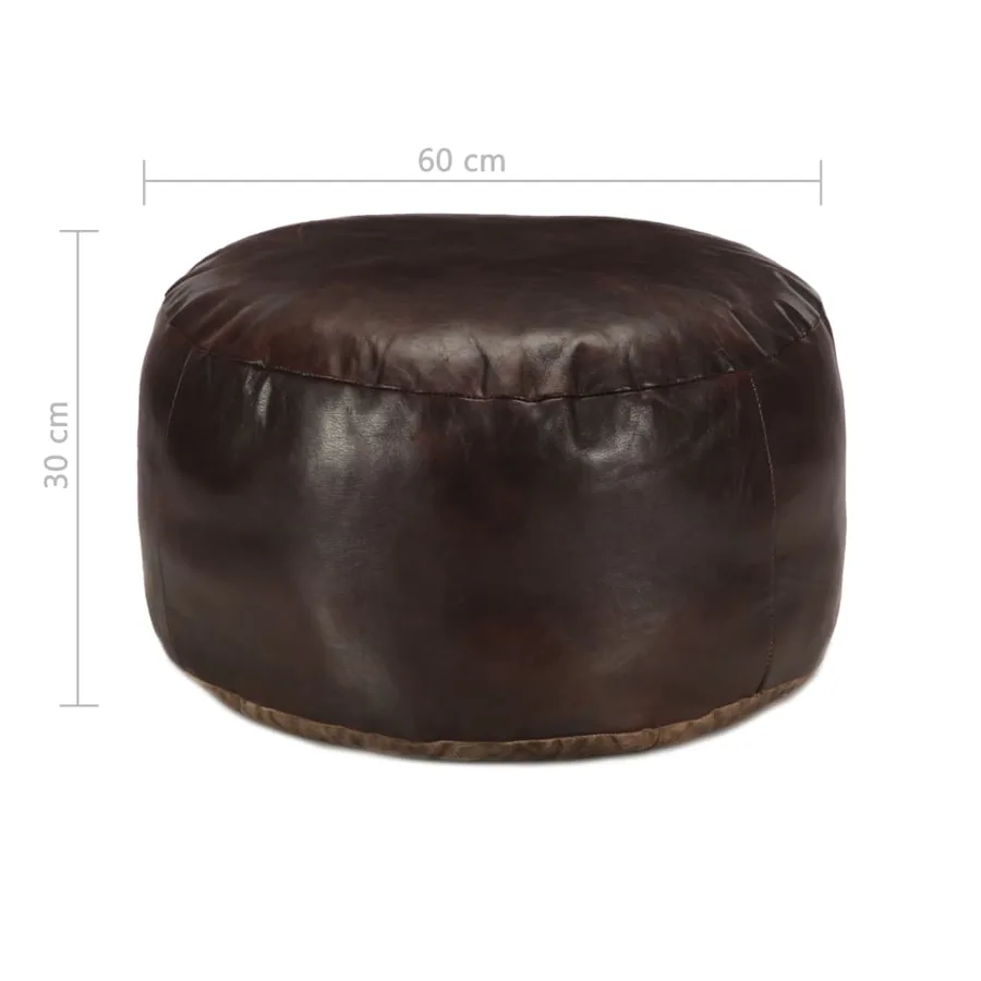 Pouf 60 x 30 cm Marron foncé Cuir véritable de chèvre - 3