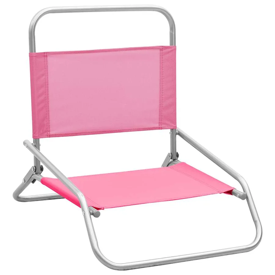 Chaises de plage pliables lot de 2 Rose Tissu - 2