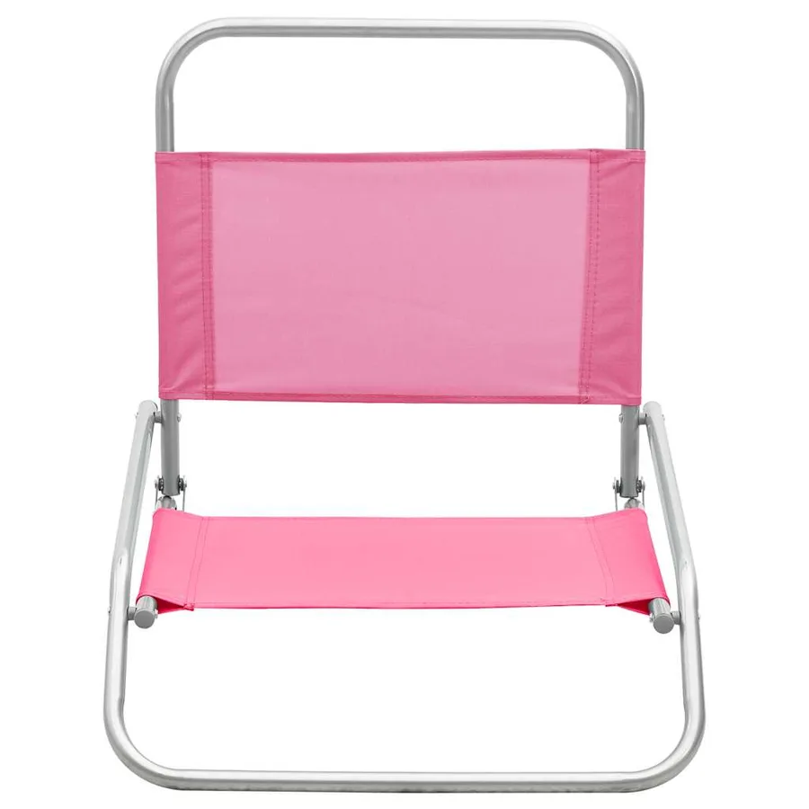 Chaises de plage pliables lot de 2 Rose Tissu - 3