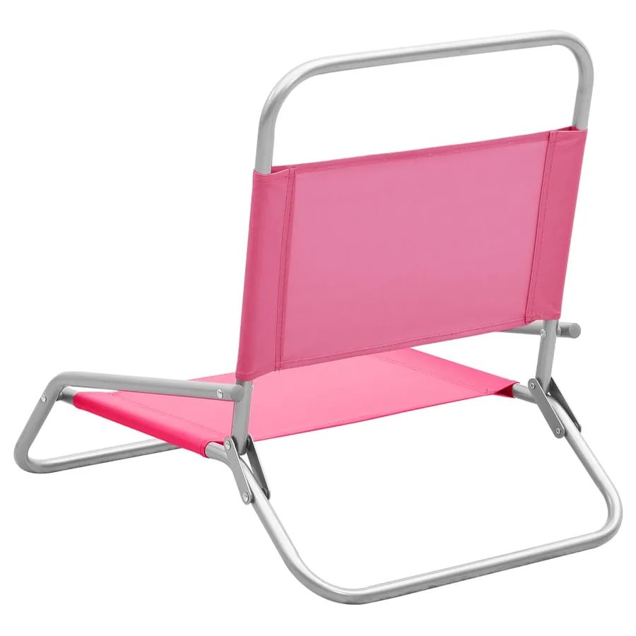 Chaises de plage pliables lot de 2 Rose Tissu - 4