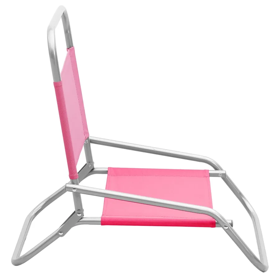 Chaises de plage pliables lot de 2 Rose Tissu - 5