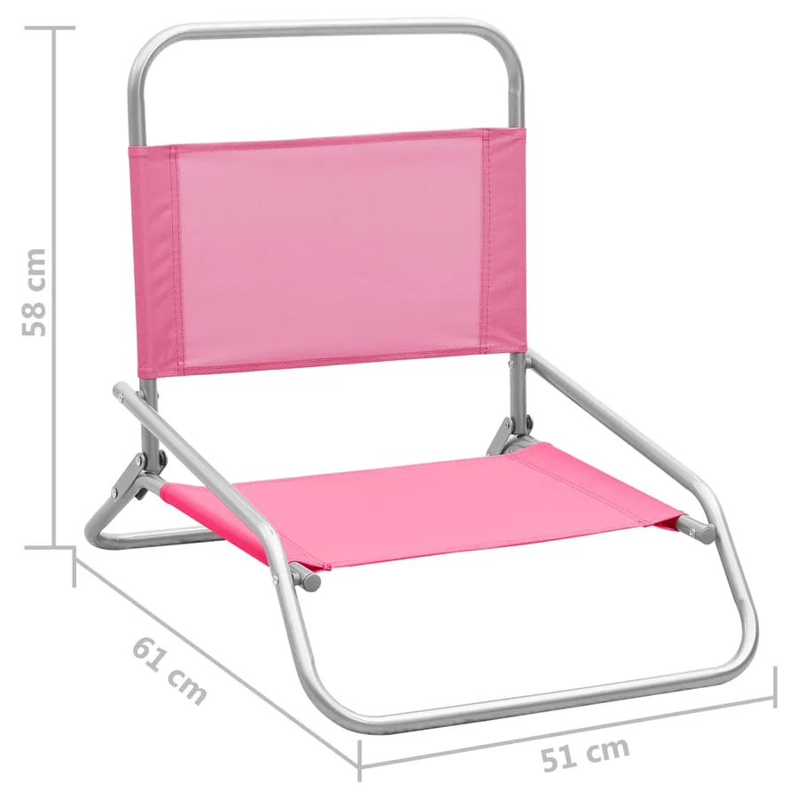 Chaises de plage pliables lot de 2 Rose Tissu - 8