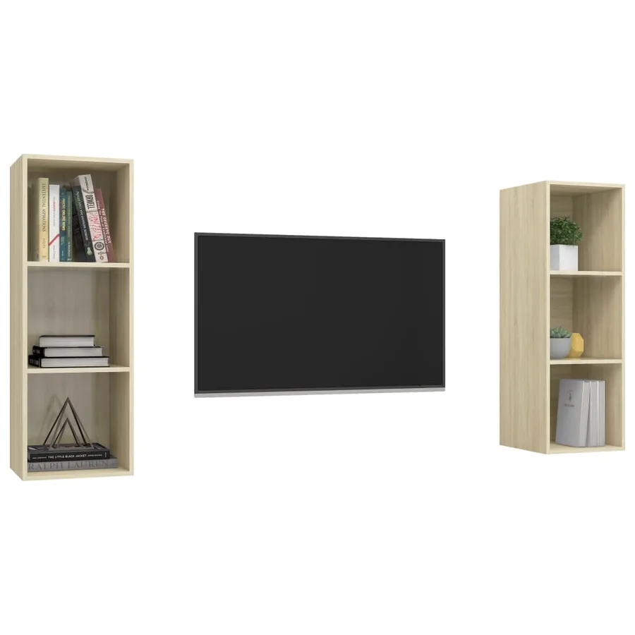 Meubles TV muraux 2 pcs Chêne sonoma Bois d'ingénierie - 3