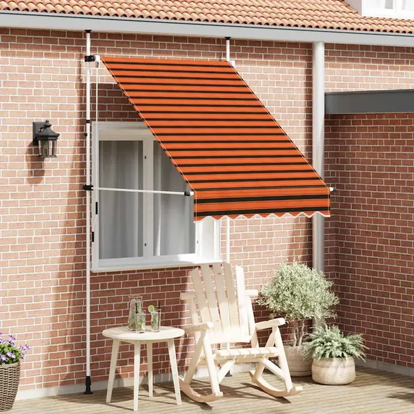 Auvent manuel rétractable 150 cm Orange et marron