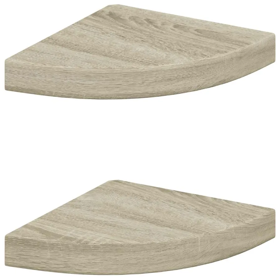 Étagères d'angle flottantes 2 pcs chêne 25x25x3,8 cm MDF - 2