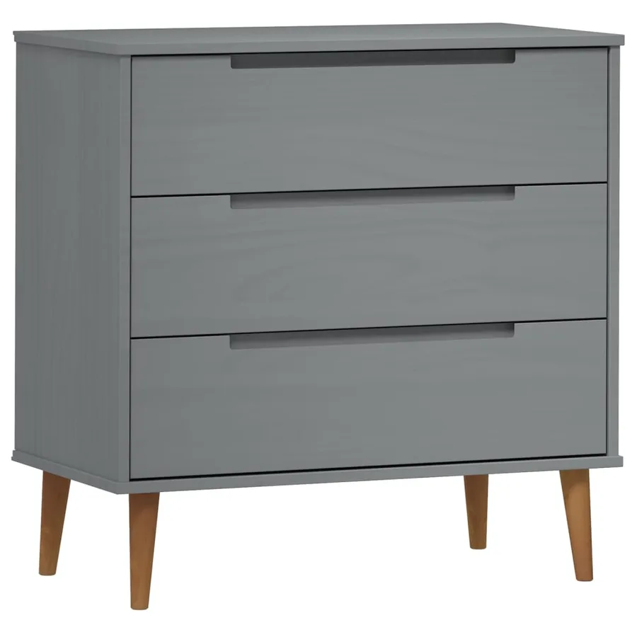 Commode MOLDE Gris 80x40x80 cm Bois de pin massif - 2