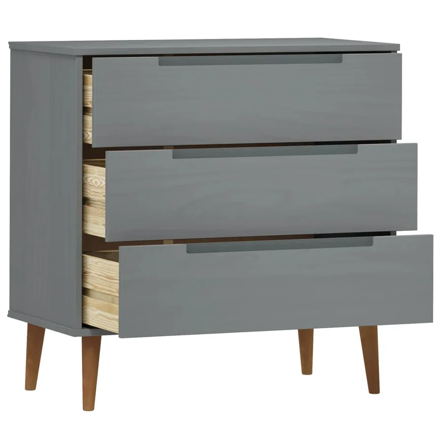 Commode MOLDE Gris 80x40x80 cm Bois de pin massif - 5