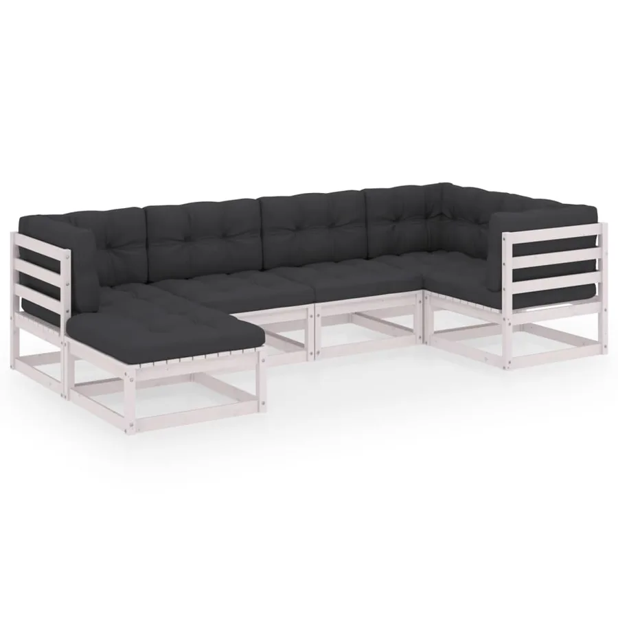 Salon de jardin 6 pcs avec coussins Bois de pin massif - 2