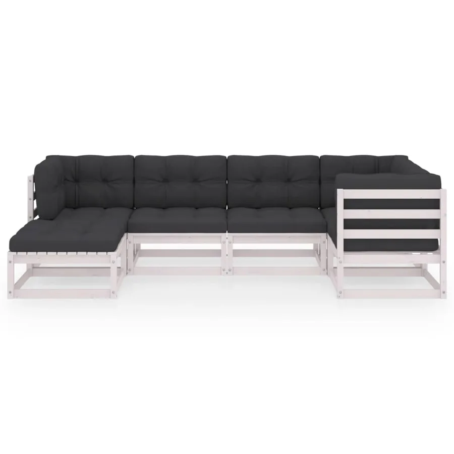 Salon de jardin 6 pcs avec coussins Bois de pin massif - 3