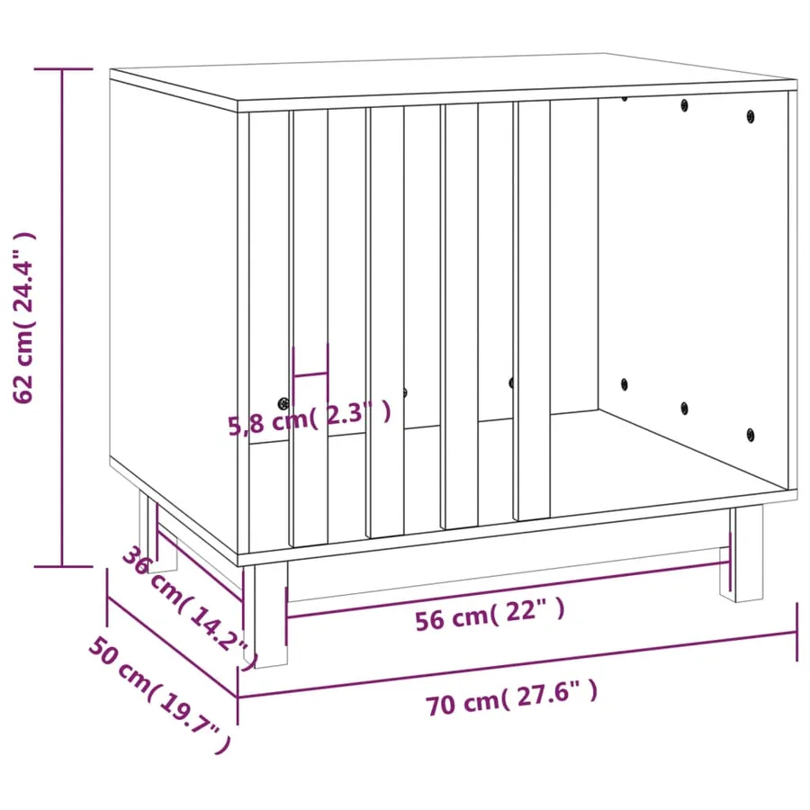 Niche pour chien 70x50x62 cm Bois de pin massif - 8