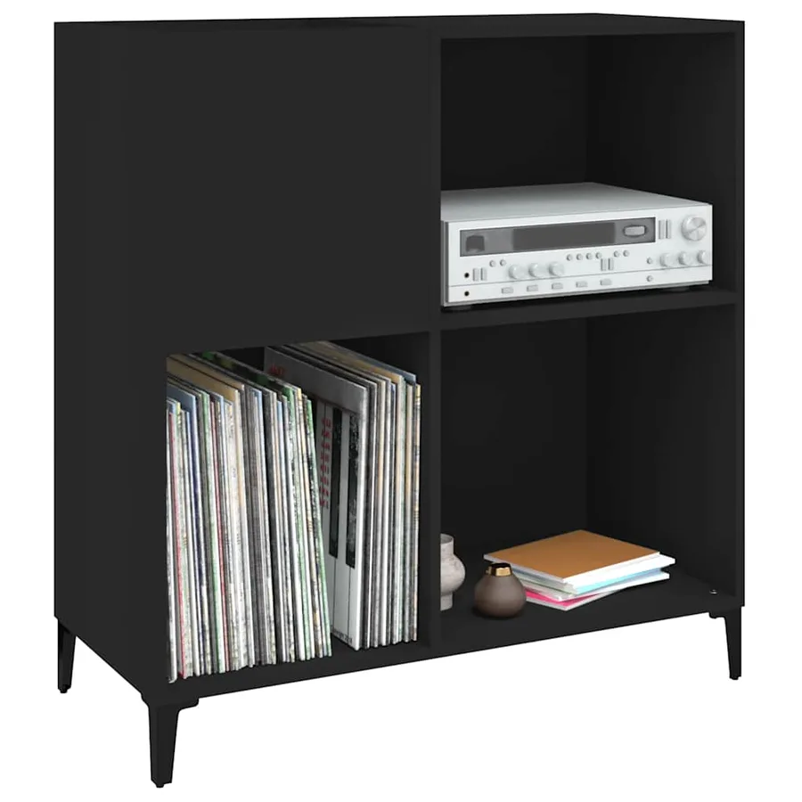 Armoire à disques noir 84,5x38x89 cm bois d'ingénierie - 4