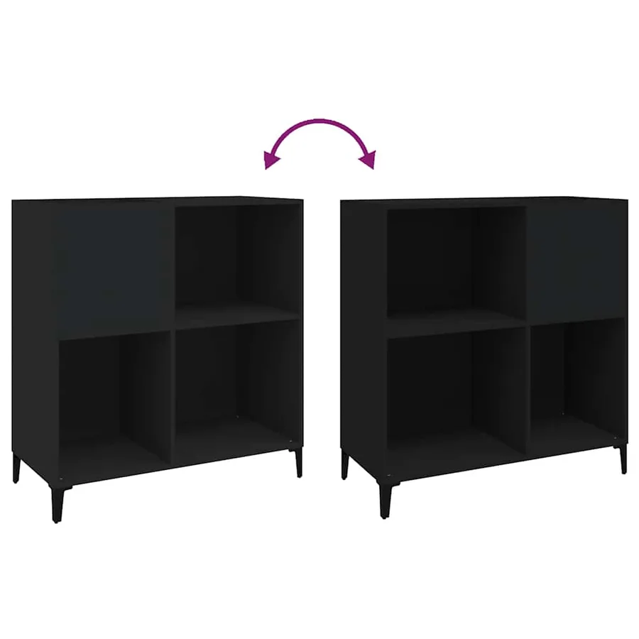 Armoire à disques noir 84,5x38x89 cm bois d'ingénierie - 7