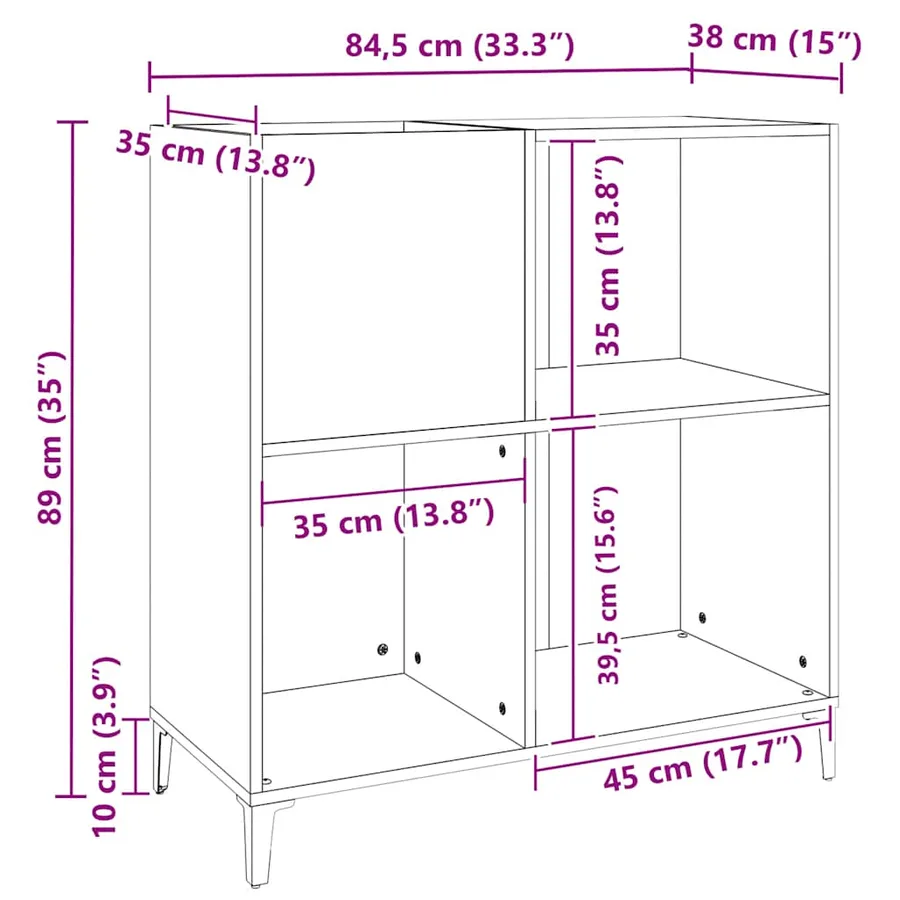 Armoire à disques noir 84,5x38x89 cm bois d'ingénierie - 9
