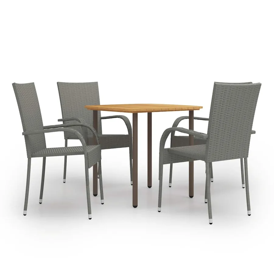 Ensemble à manger de jardin 5 pcs Résine tressée Gris