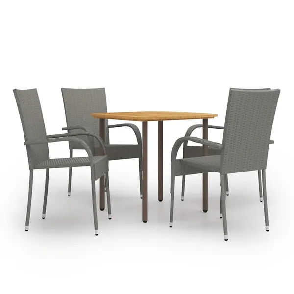 Ensemble à manger de jardin 5 pcs Résine tressée Gris