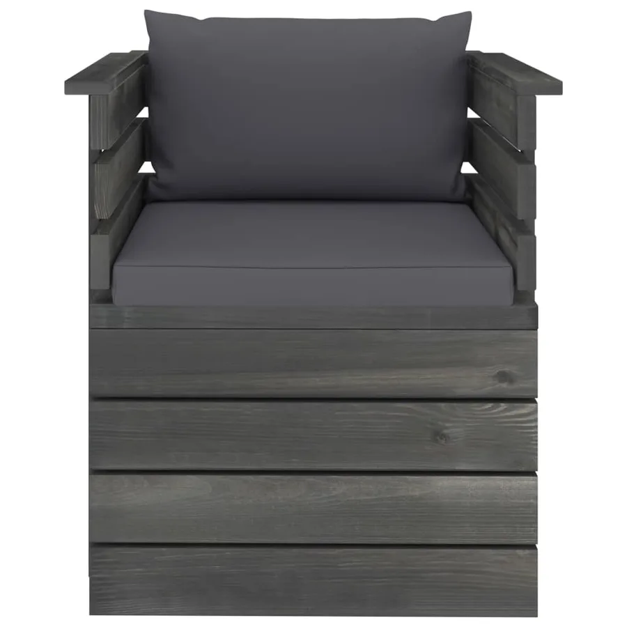 Fauteuil de jardin avec coussins Bois de pin - 3