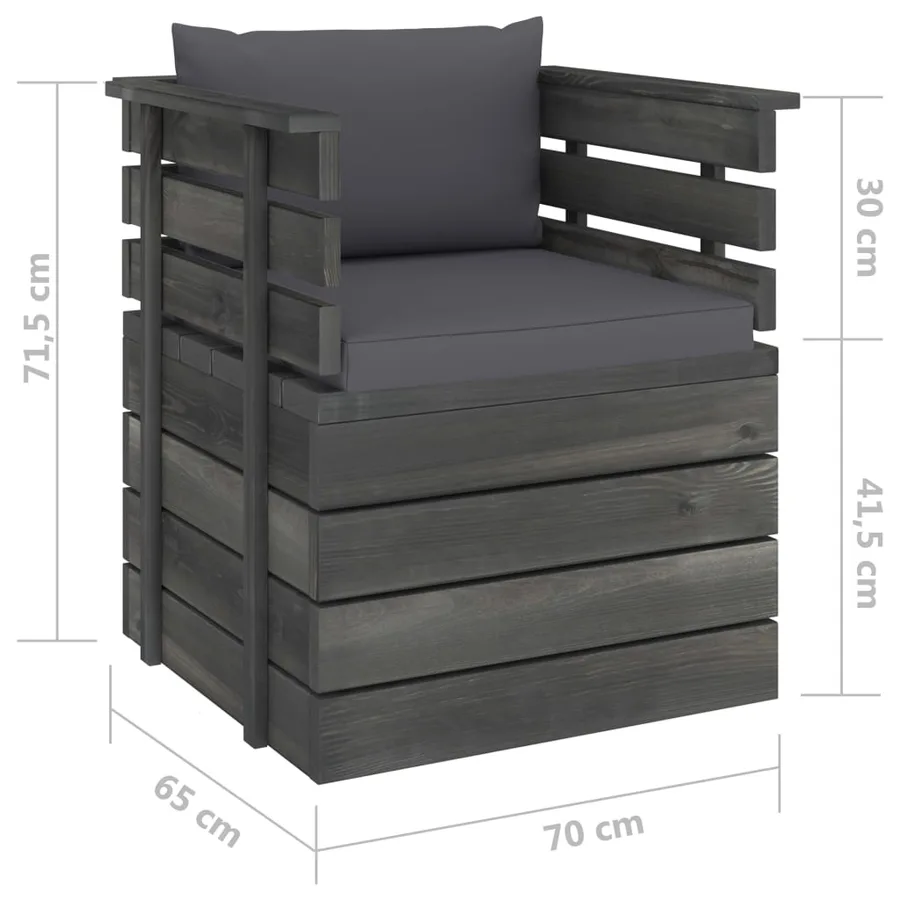 Fauteuil de jardin avec coussins Bois de pin - 7