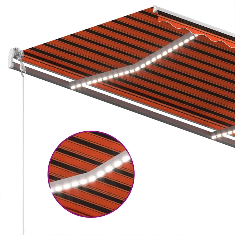 Auvent automatique capteur de vent/LED 400x300 cm Orange/marron - 5