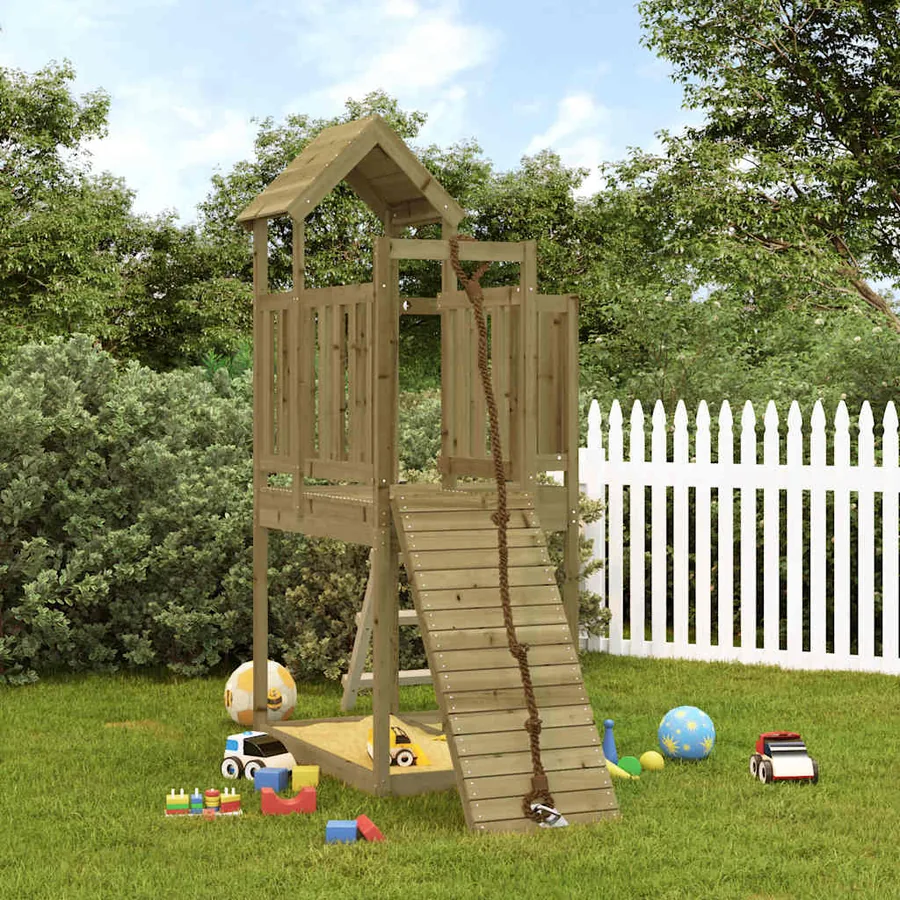 Maisonnette de jeu avec mur d'escalade bois de pin imprégné