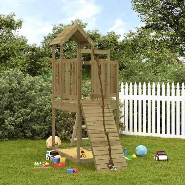 Maisonnette de jeu avec mur d'escalade bois de pin imprégné