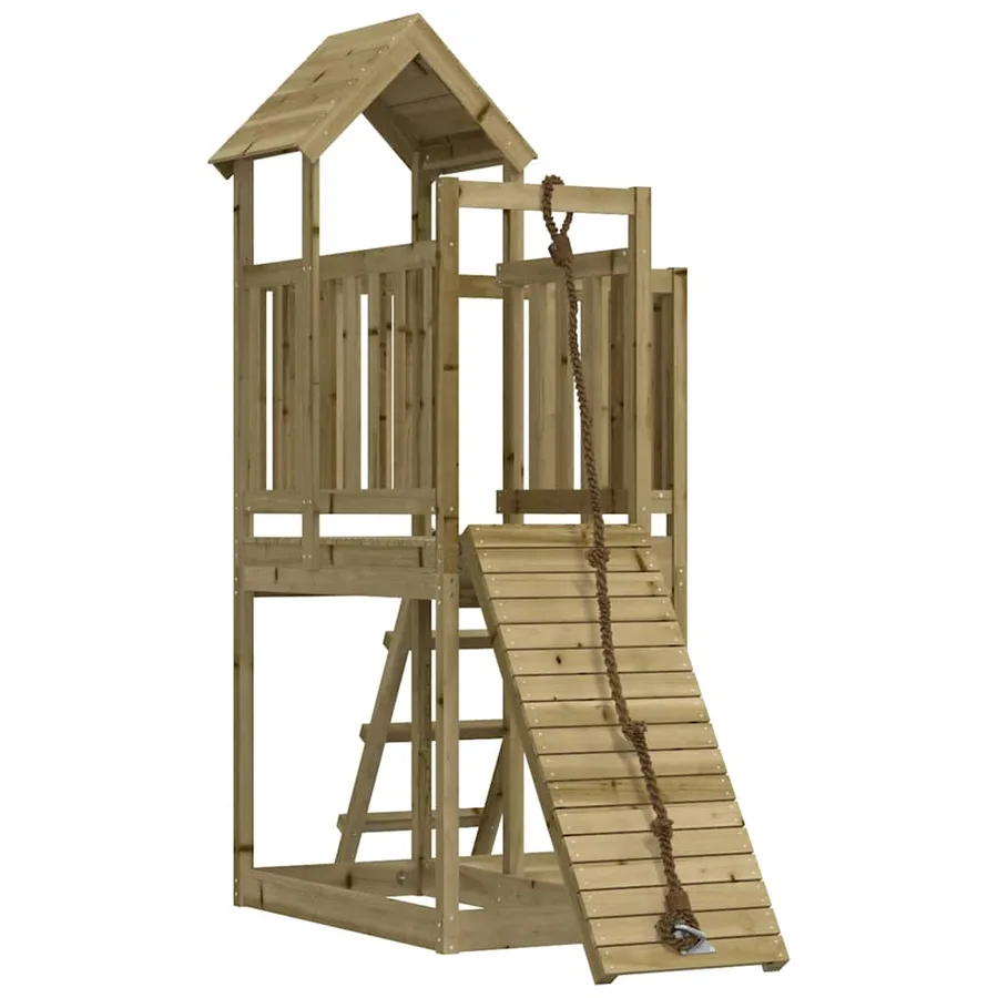 Maisonnette de jeu avec mur d'escalade bois de pin imprégné - 2