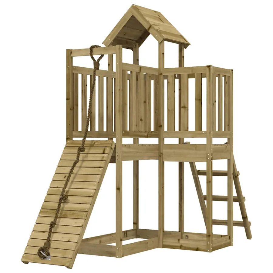 Maisonnette de jeu avec mur d'escalade bois de pin imprégné - 3