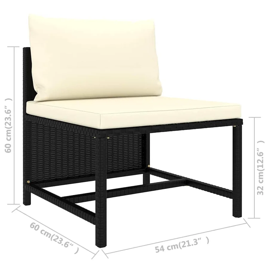 Salon de jardin 9 pcs avec coussins Résine tressée Noir - 11