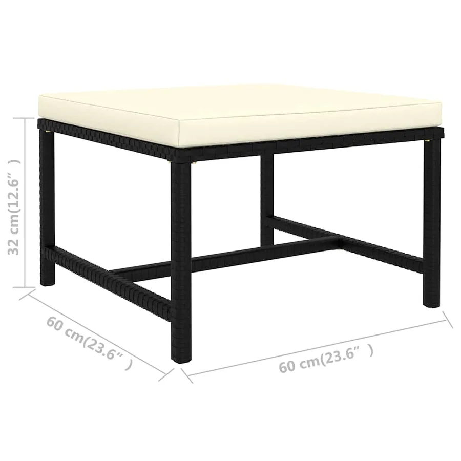 Salon de jardin 9 pcs avec coussins Résine tressée Noir - 12