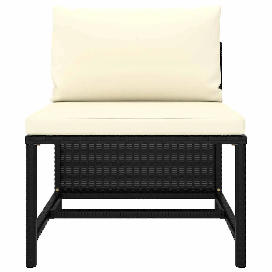 Salon de jardin 9 pcs avec coussins Résine tressée Noir - 6