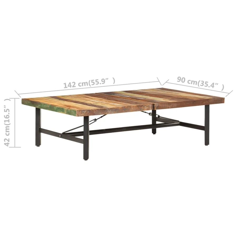 Table basse 142x90x42 cm Bois de récupération massif - 6