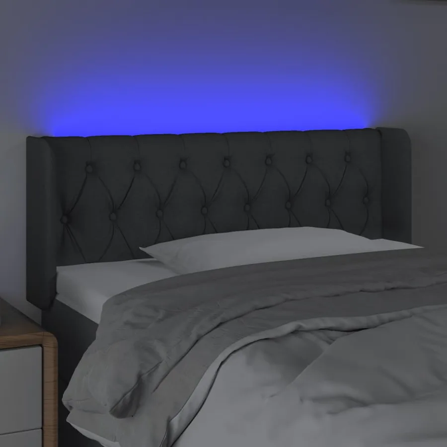 Tête de lit à LED Gris foncé 93x16x78/88 cm Tissu - 4
