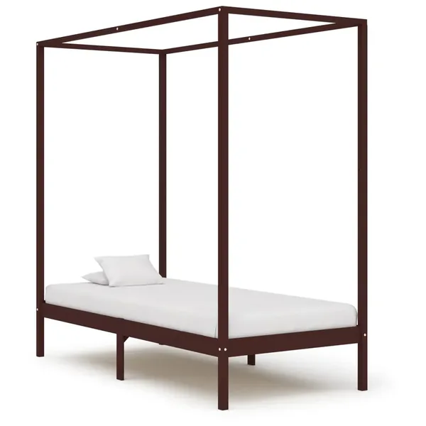 Cadre de lit à baldaquin sans matelas bois massif 100x200 cm