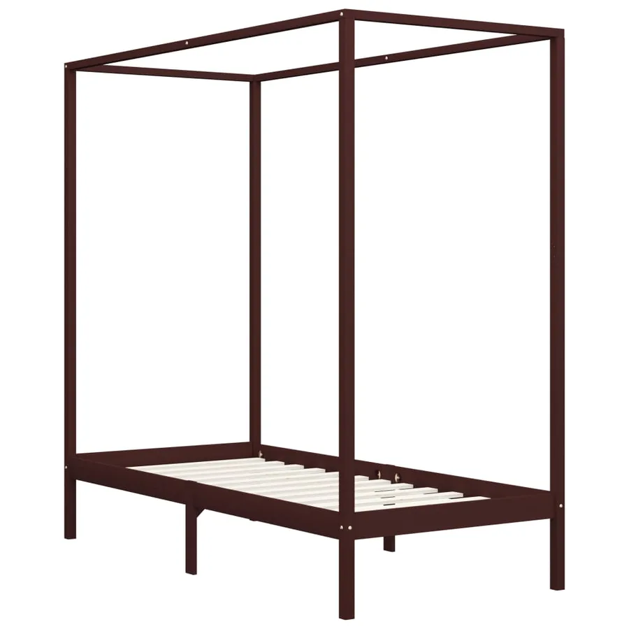Cadre de lit à baldaquin sans matelas bois massif 100x200 cm - 2