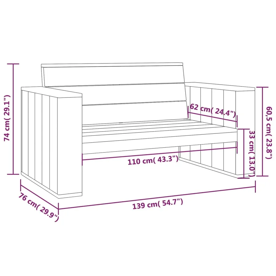 Banc de jardin 139 cm bois de pin imprégné - 7