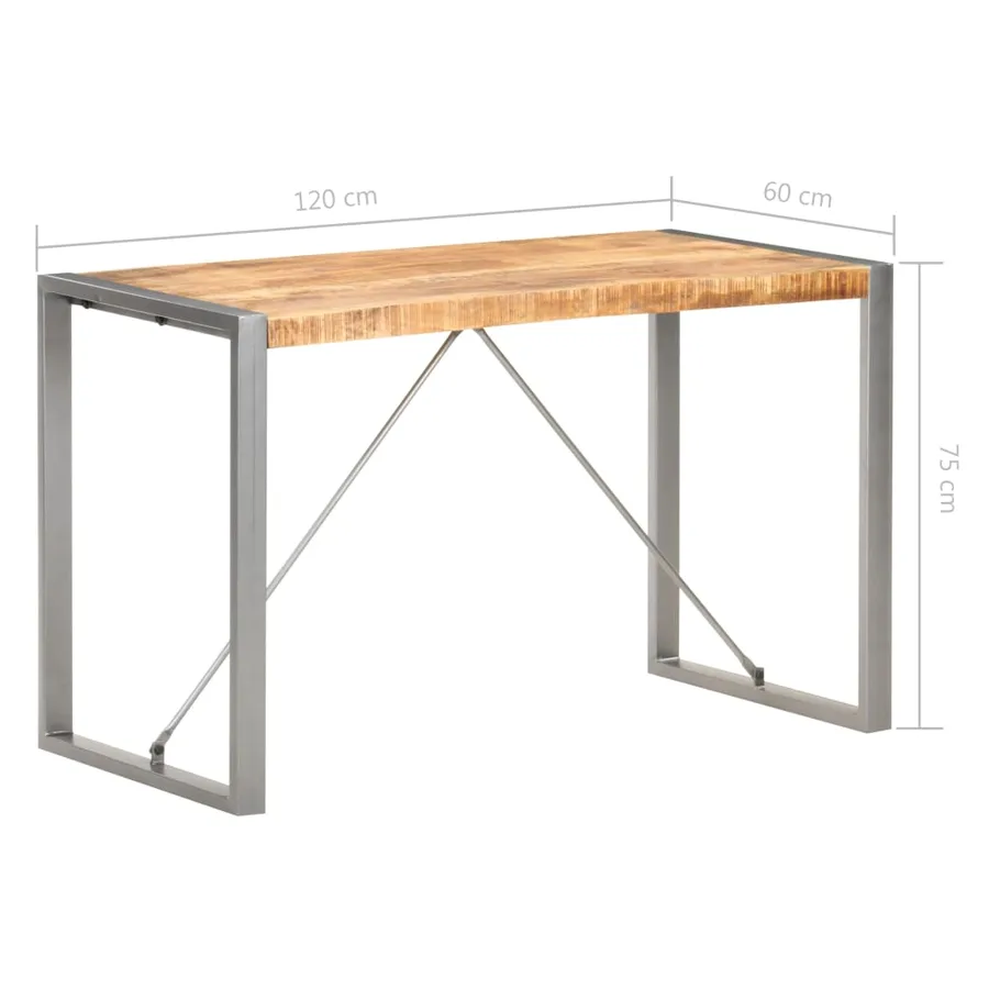 Table à dîner 120x60x75 cm Bois de manguier massif brut - 7