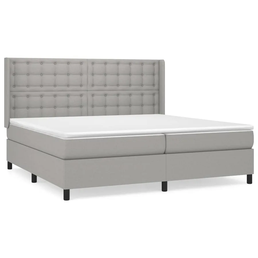 Sommier à lattes de lit avec matelas Gris clair 200x200cm Tissu - 2