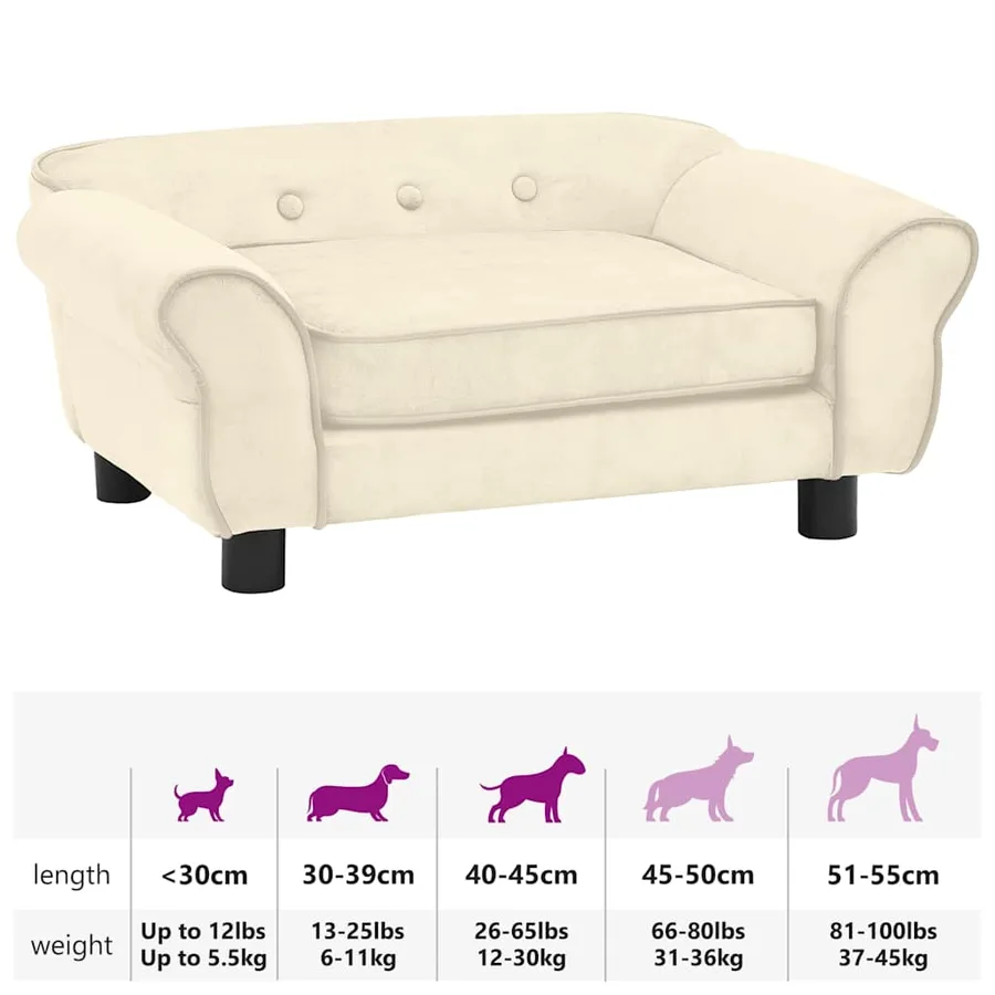 Canapé pour chien Crème 72x45x30 cm Peluche - 14
