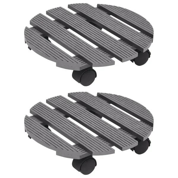 Chariots à plantes 2 pcs Gris Ø30x7,5 cm WPC