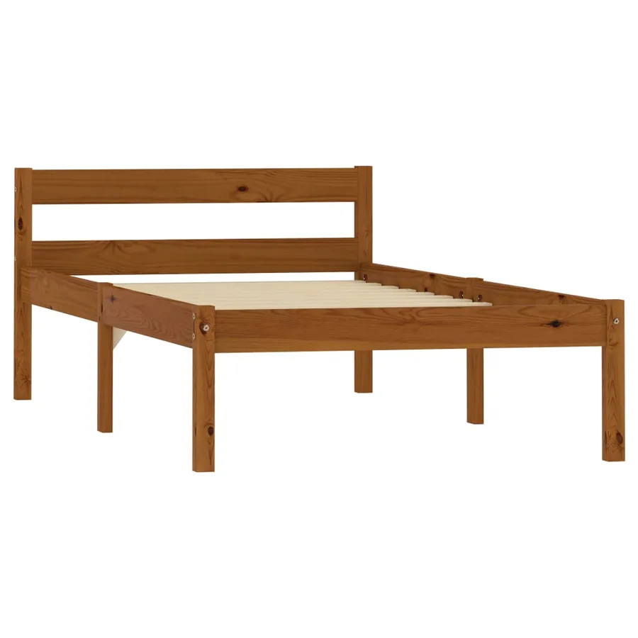 Cadre de lit sans matelas Marron miel Bois pin massif 90x200 cm - 2