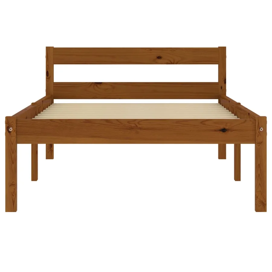 Cadre de lit sans matelas Marron miel Bois pin massif 90x200 cm - 3